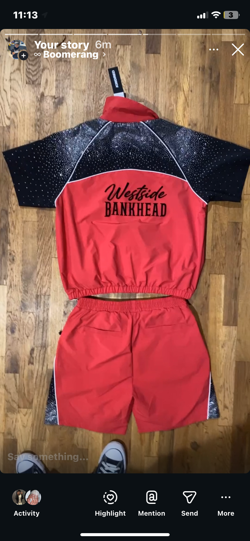Westside Bankhead Zip Up Short Set w/ Rhinestones