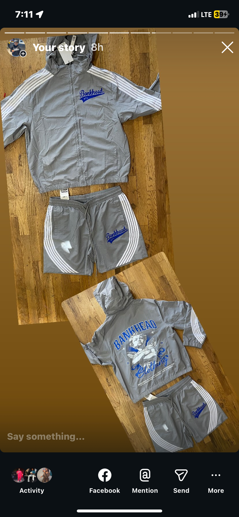 Grey/White & Blue Bankhead Windbreaker Short Set