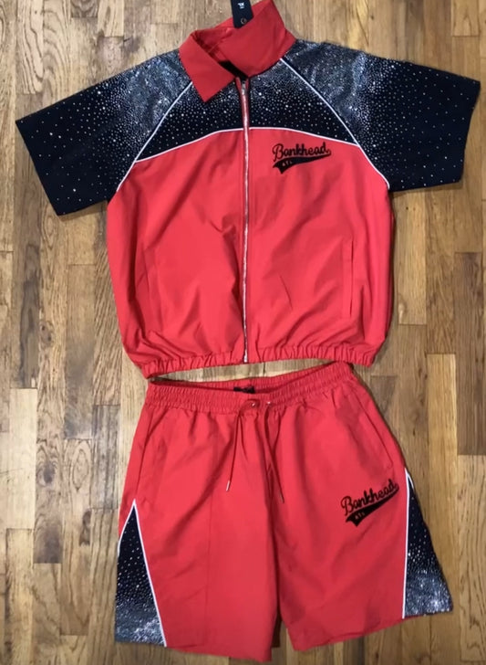 Westside Bankhead Zip Up Short Set w/ Rhinestones