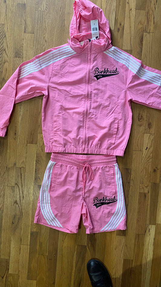 Pink & White/Black Bankhead Windbreaker Short set