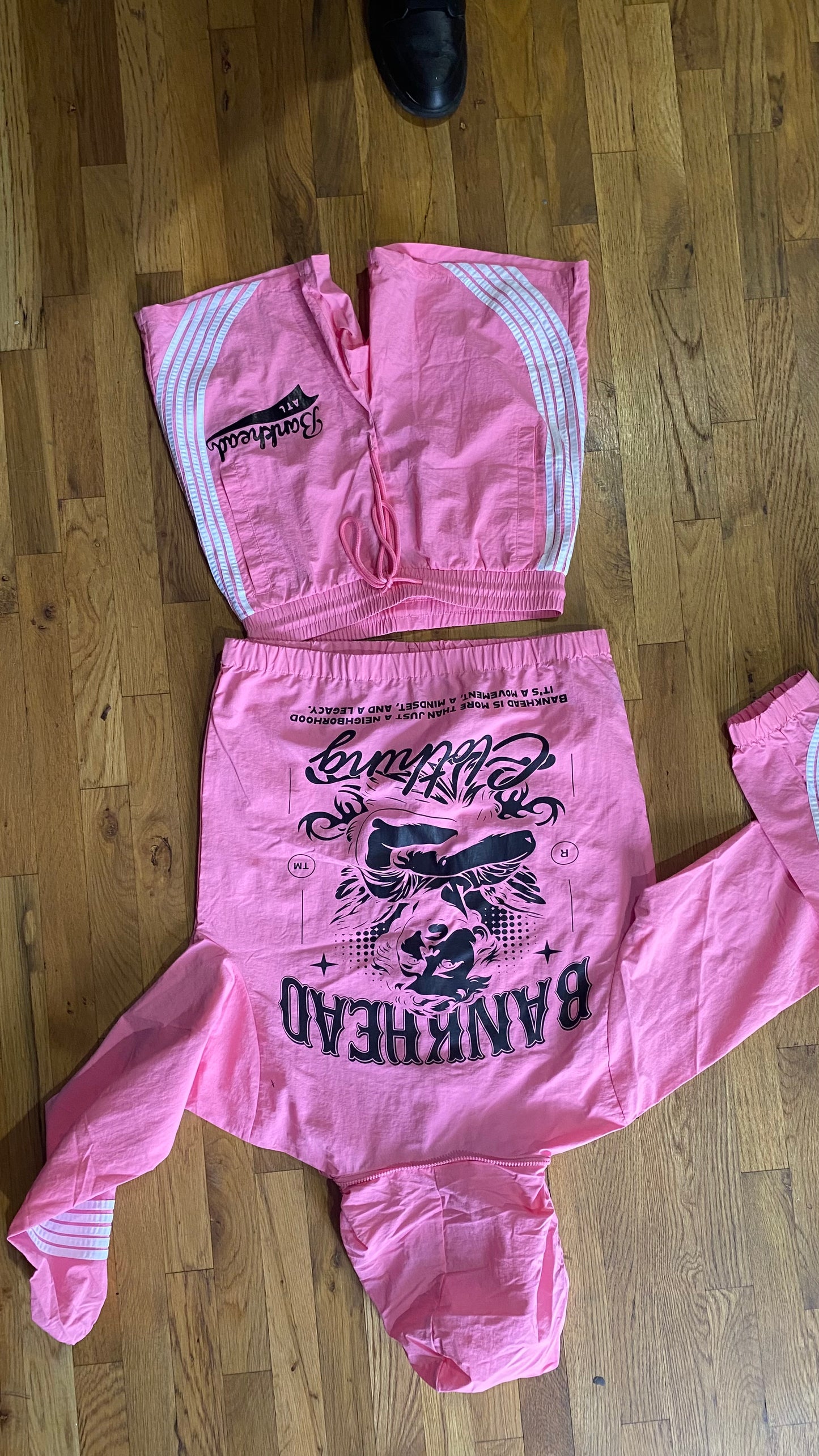 Pink & White/Black Bankhead Windbreaker Short set