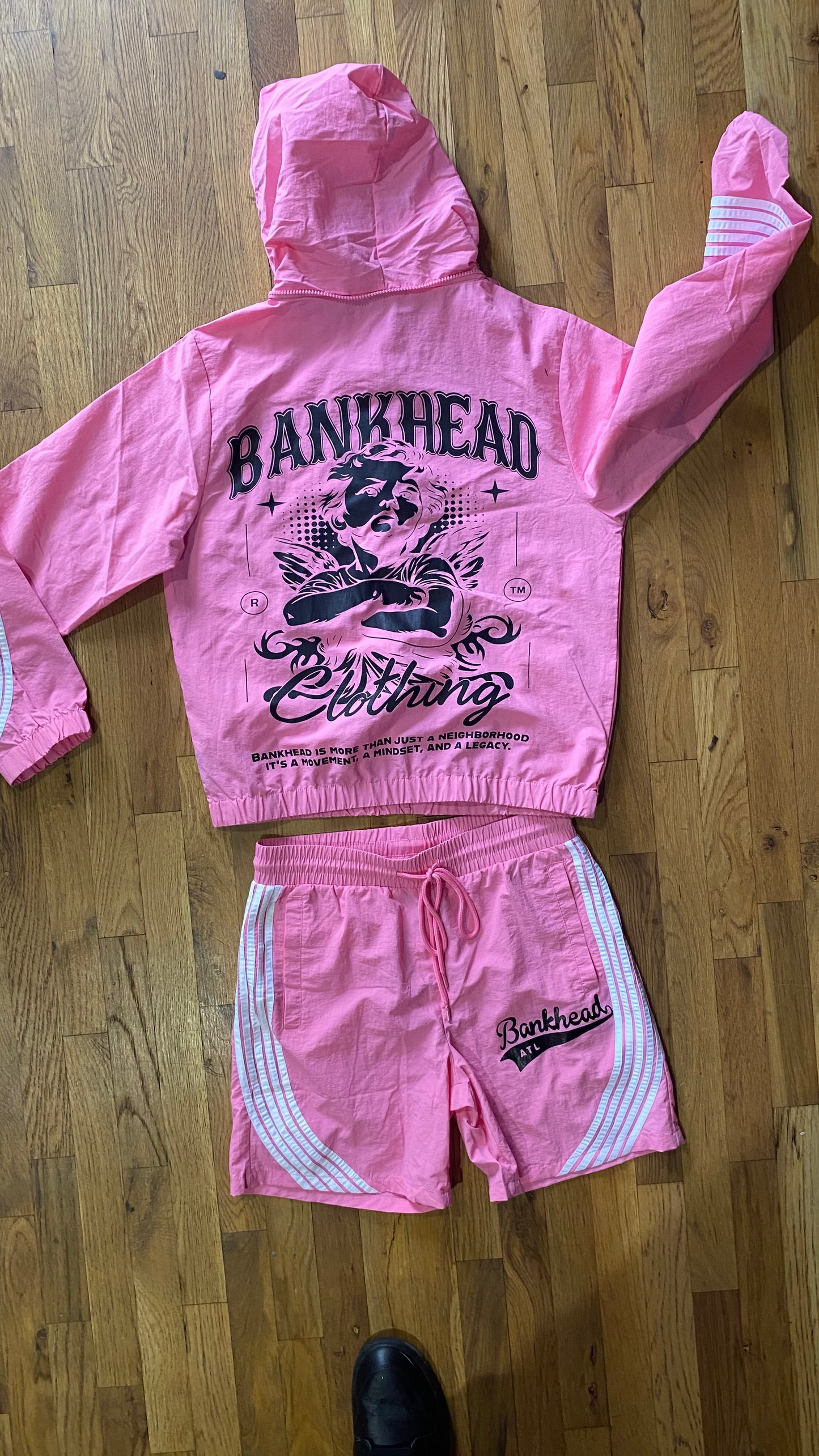 Pink & White/Black Bankhead Windbreaker Short set